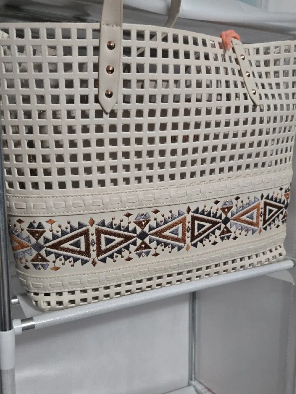 Steve Madden Cream Woven Hobo with Brown & Tan Accents